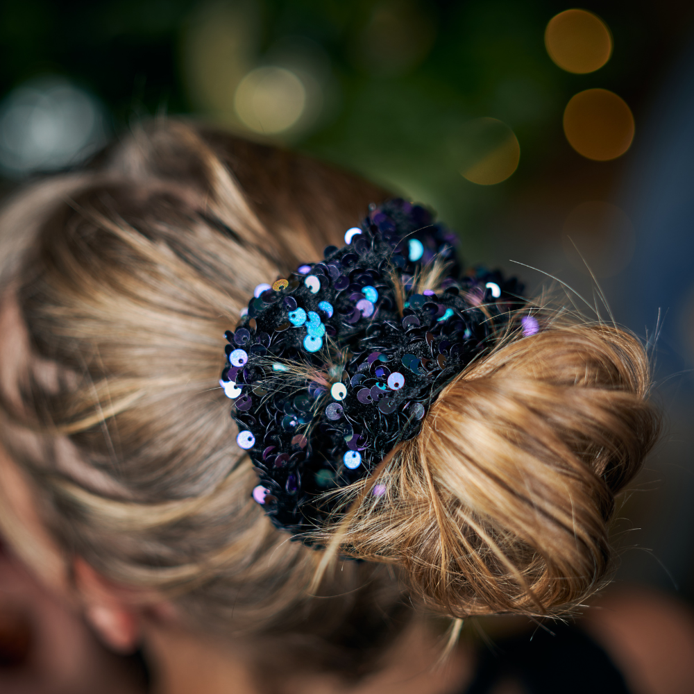 Chouchou Sequins Violet Noir