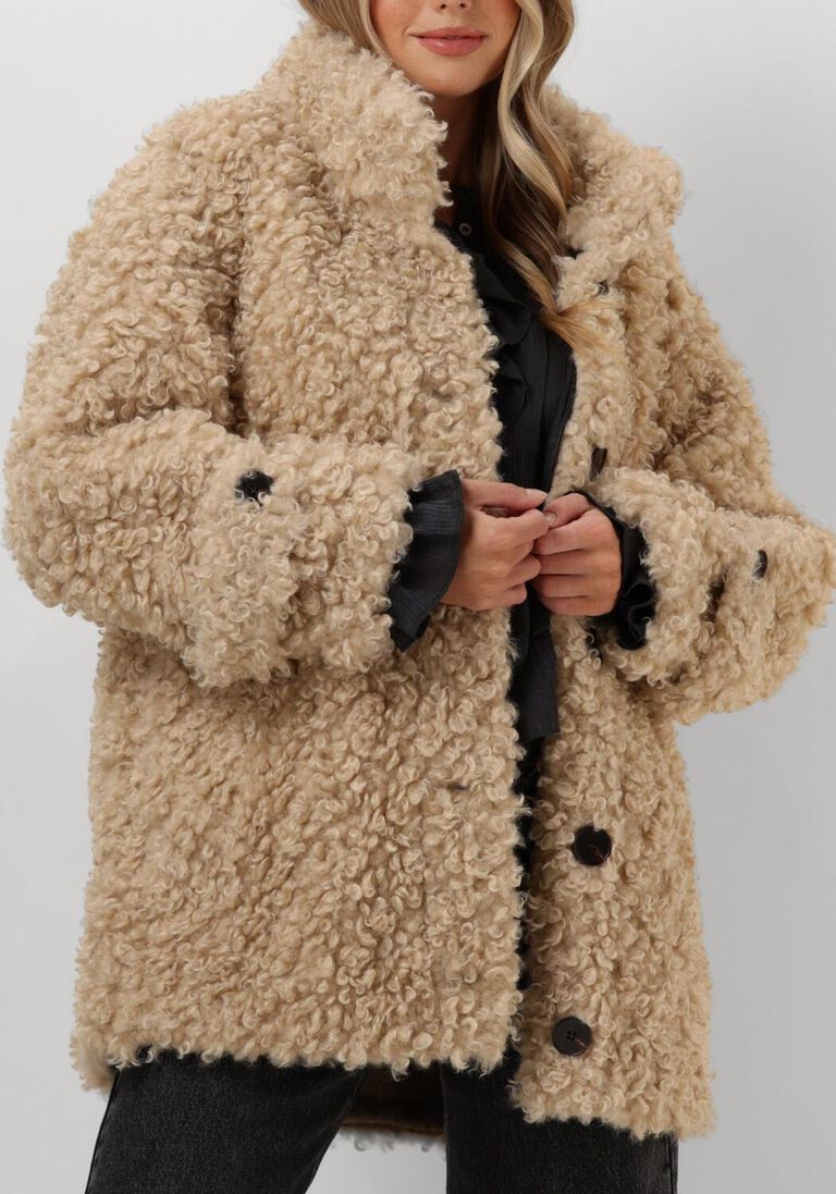 beige co'couture teddy jas teddy mix jacket