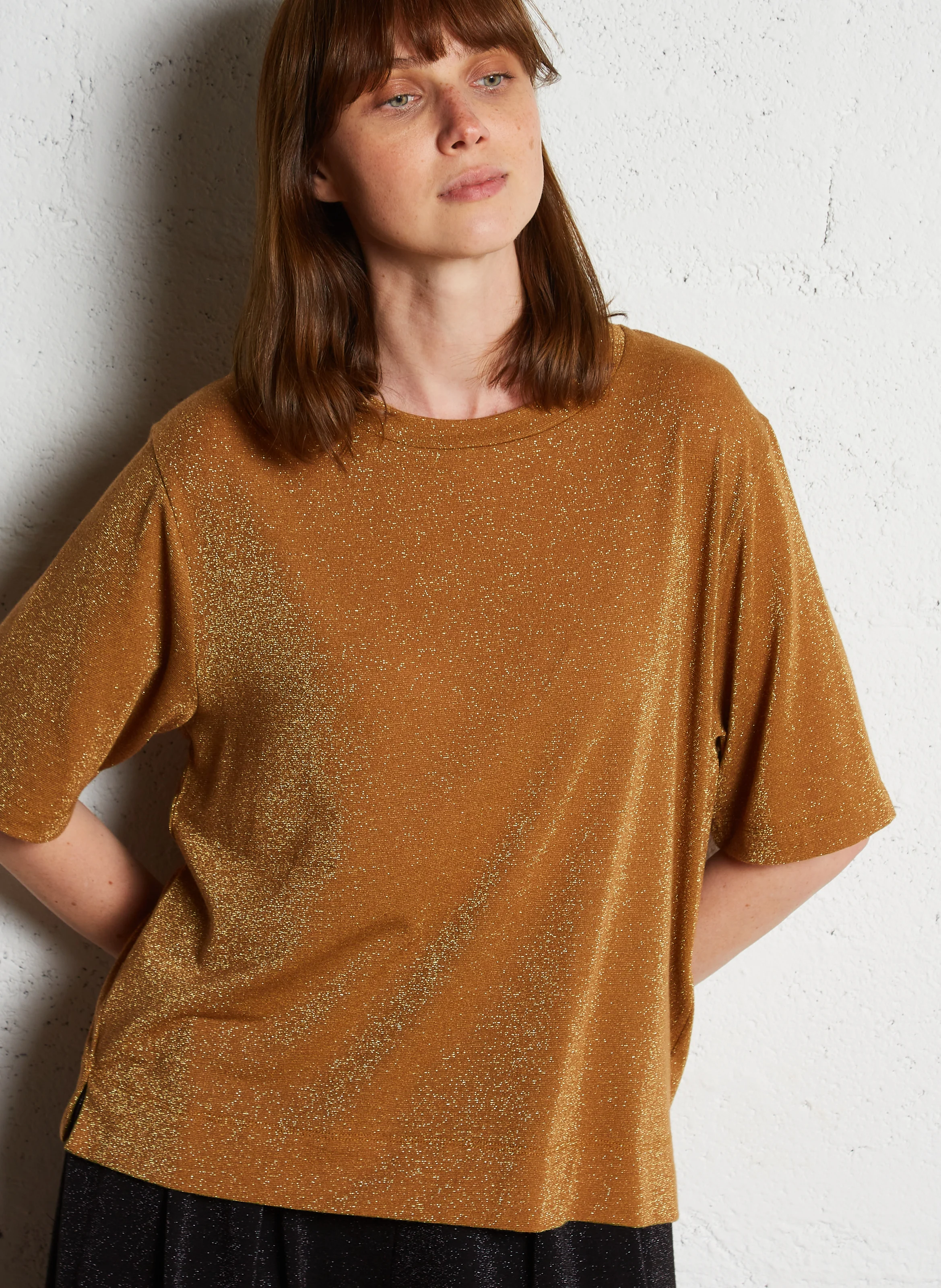 IORA - Tee-shirt col rond pailleté | Jaune