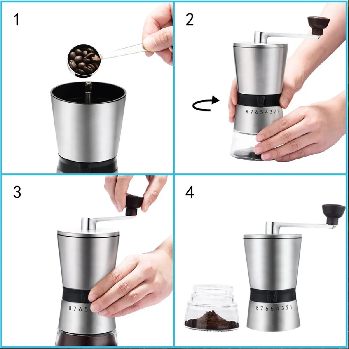 Universal Moulin à café de 75 g Moulin à café manuel en acier inoxydable Moulin à café en céramique