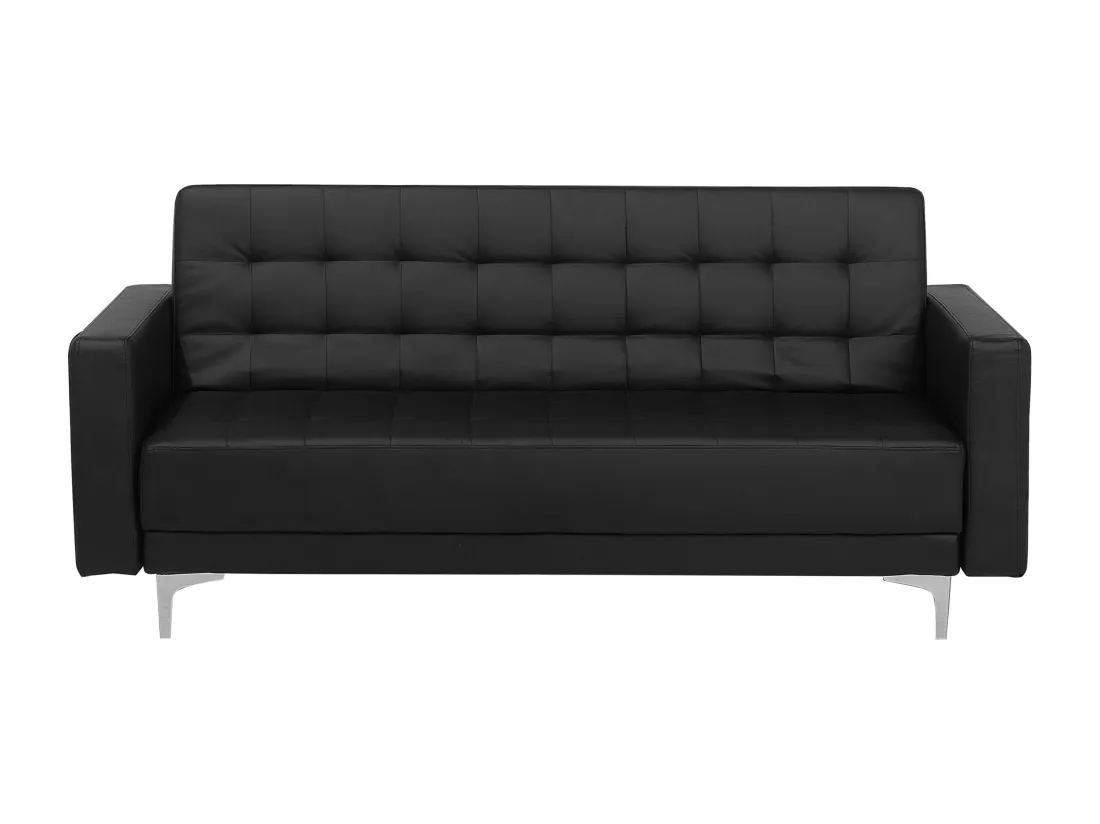 Ensemble canapé et fauteuils en cuir PU noir 5 places ABERDEEN