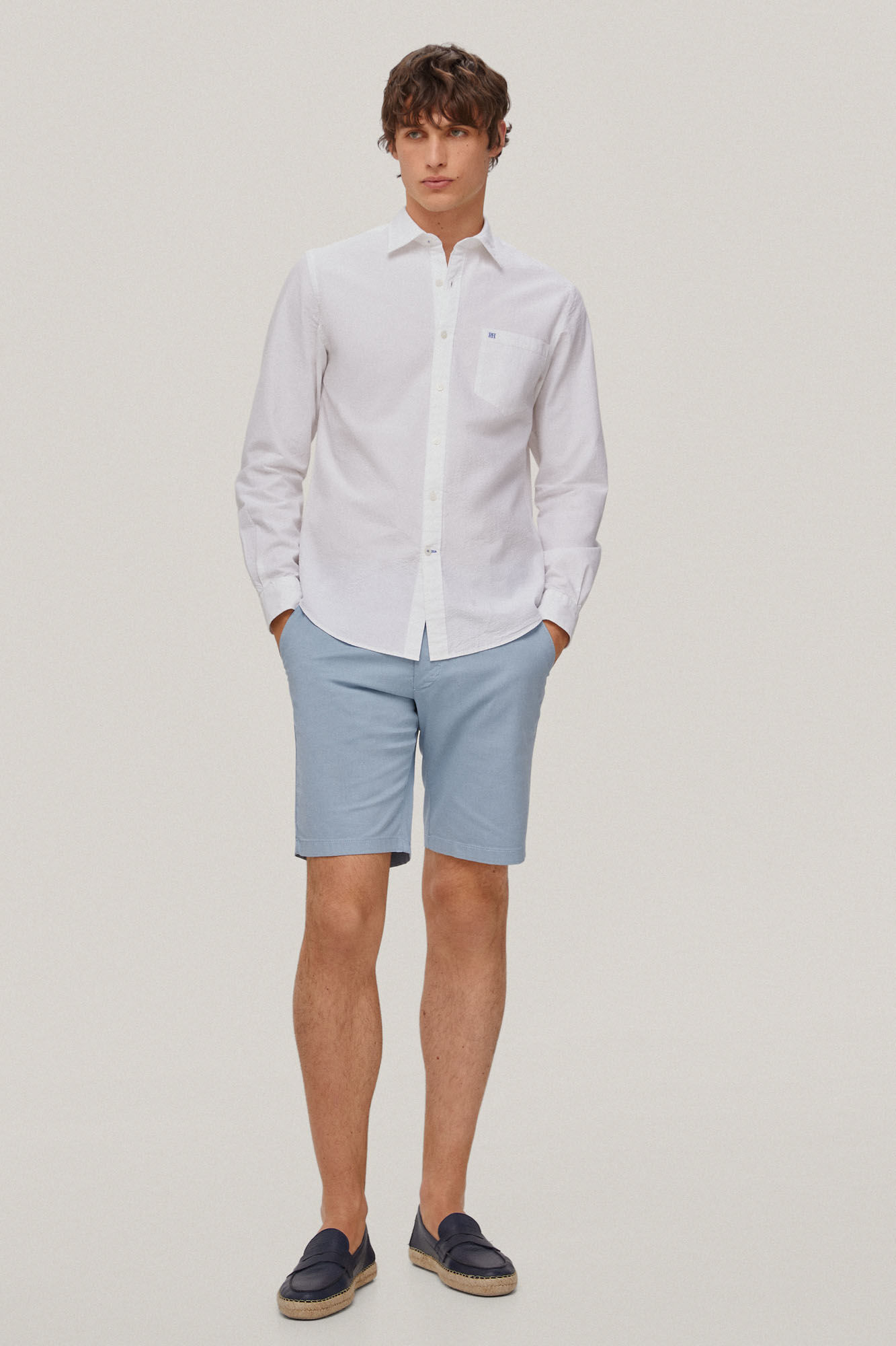 Bermuda chino com fitas - Azul