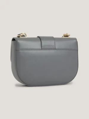 Bolsa transversal com aba e corrente