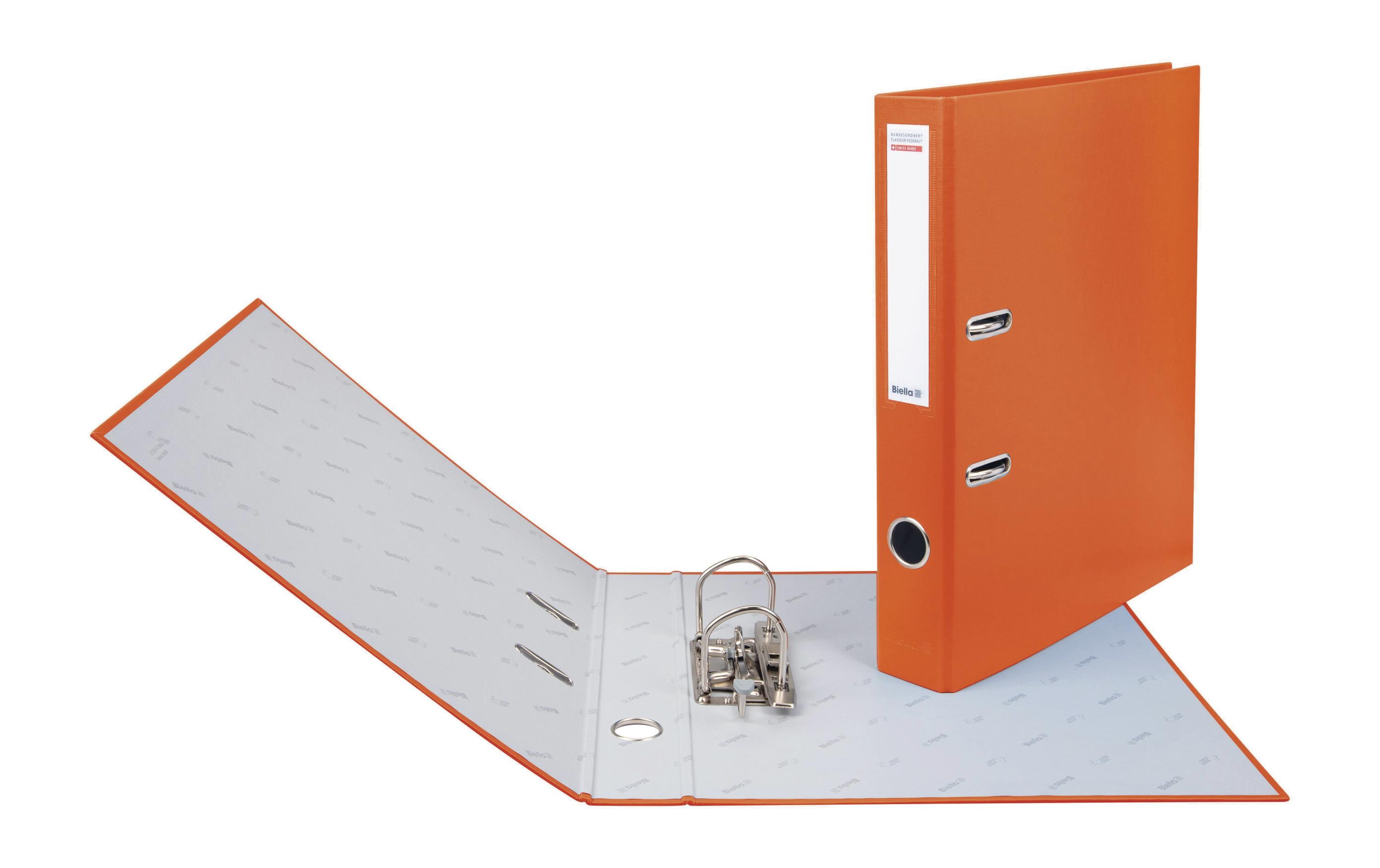 Bundesordner A4 4 cm, OrangeMit Hebelmechanik Strong und mit Druck-Niederhalter