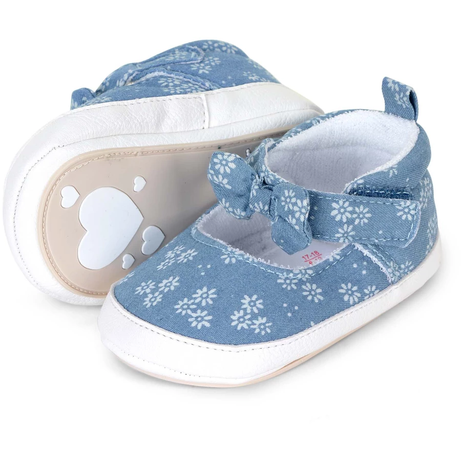 Sterntaler Babysandale Blumen mittelblau