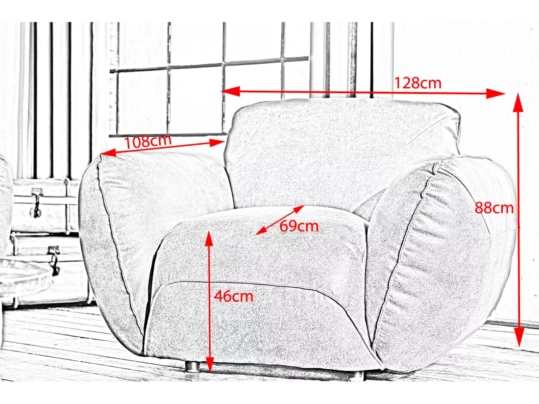 Fauteuil - Noir cuir - DAVITO