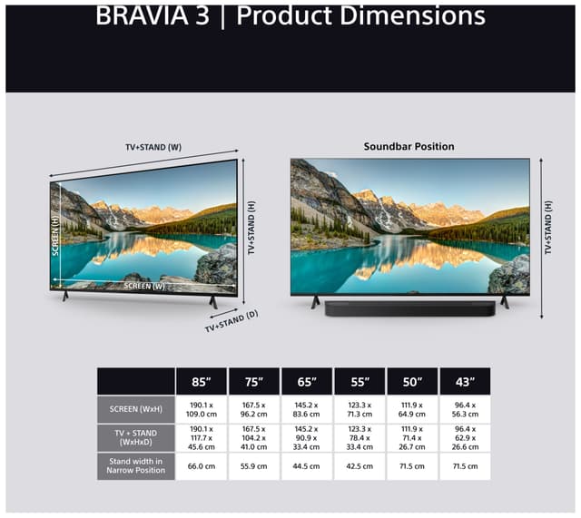 Sony 55” Bravia 3 4K LED smart TV (2025)