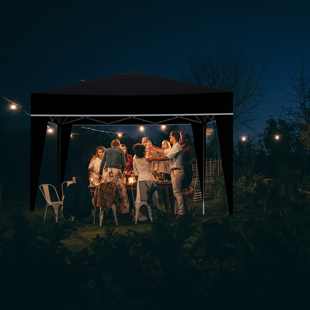 LifeGoods 3x3 m partytent  - Black