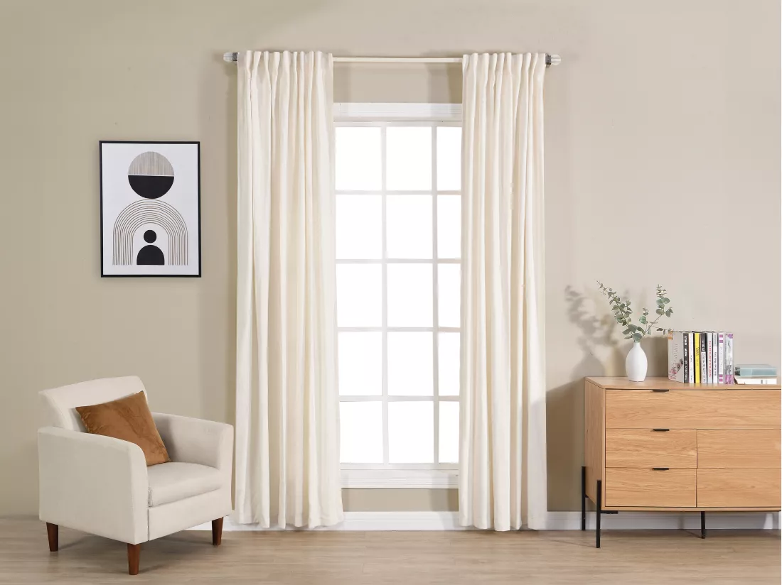 Lot de 2 rideaux - L. 150 x H. 260 cm - Crème - ORLYNA