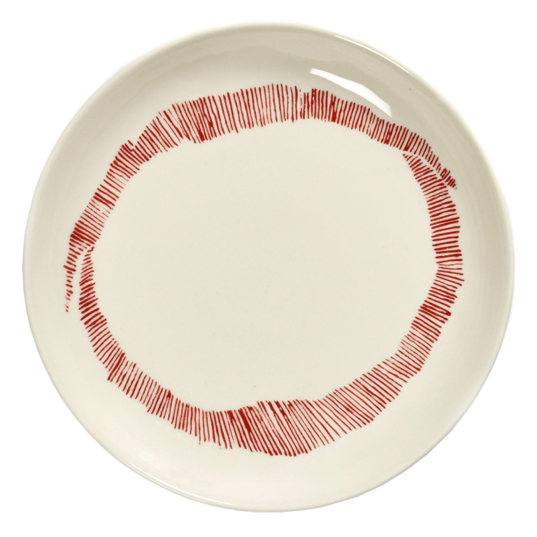Serax Feast by Ottolenghi gebaksbordje Ø16 set van 4 White/Red Stripes