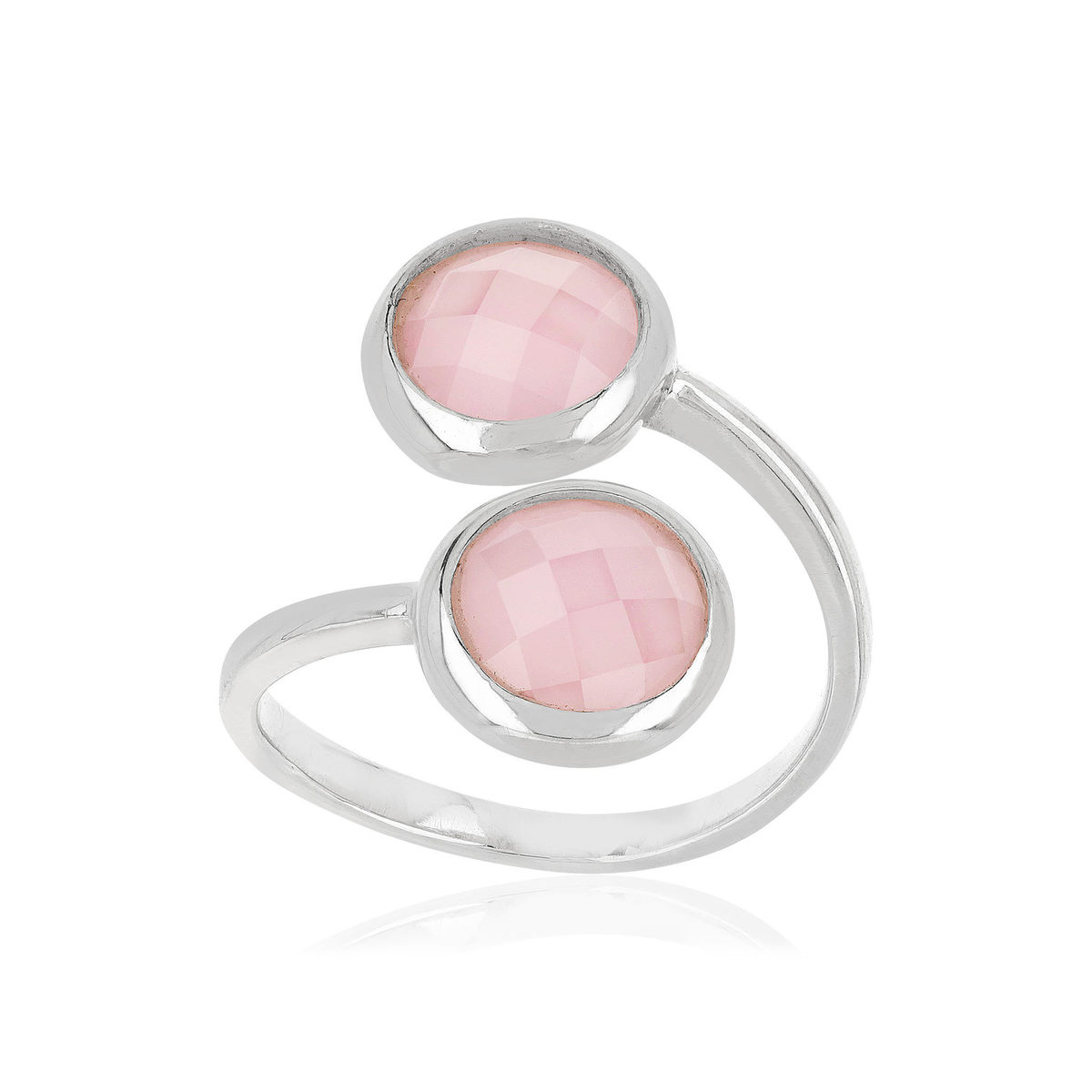 Bague argent 925 ouverte pierres imitation roses