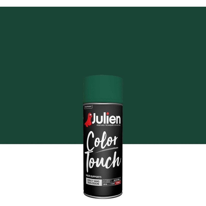 Peinture brillante multi-supports Color Touch Julien - Aérosol de 400 ml, vert basque RAL6005