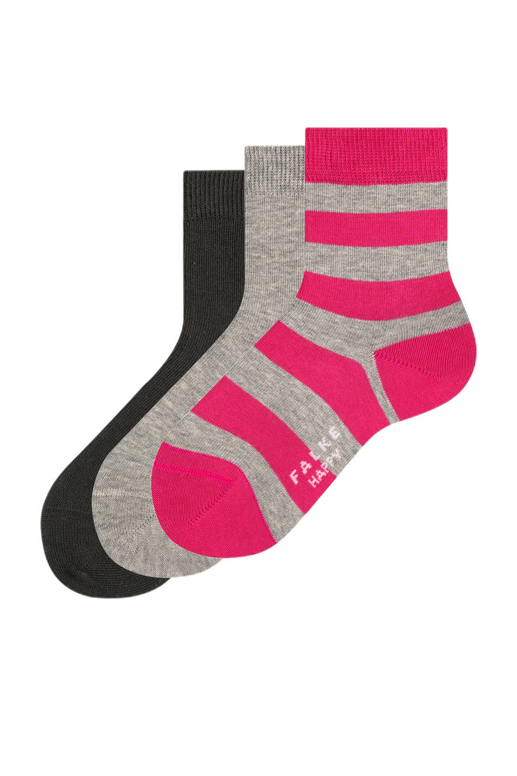 FALKE sokken - 3 paar grijs melange/roze
