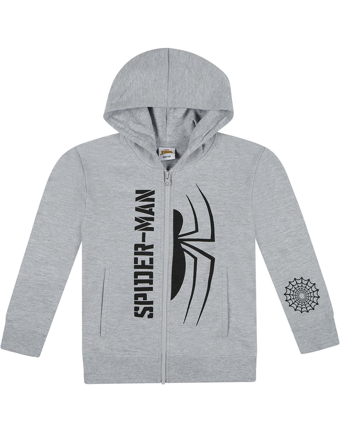 Kapuzen-Sweatjacke SPIDERMAN in grey melange