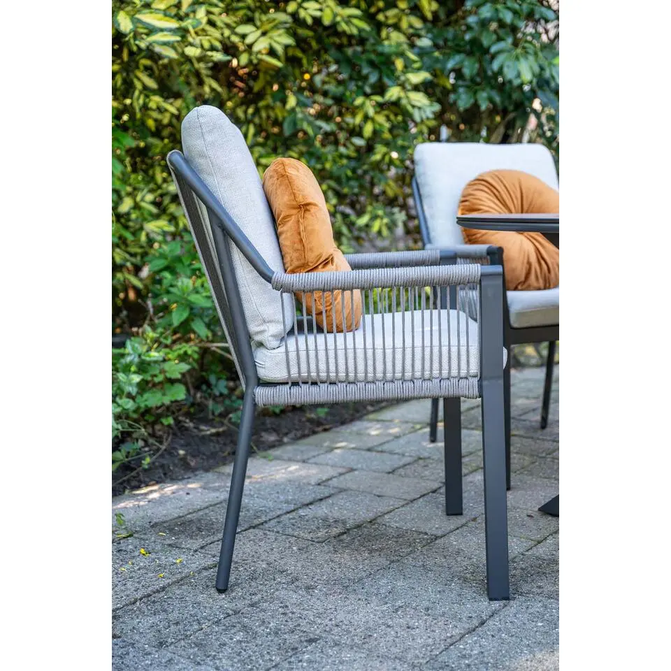 Raxa dining fauteuil - carbon black - rope taupe-valley sand