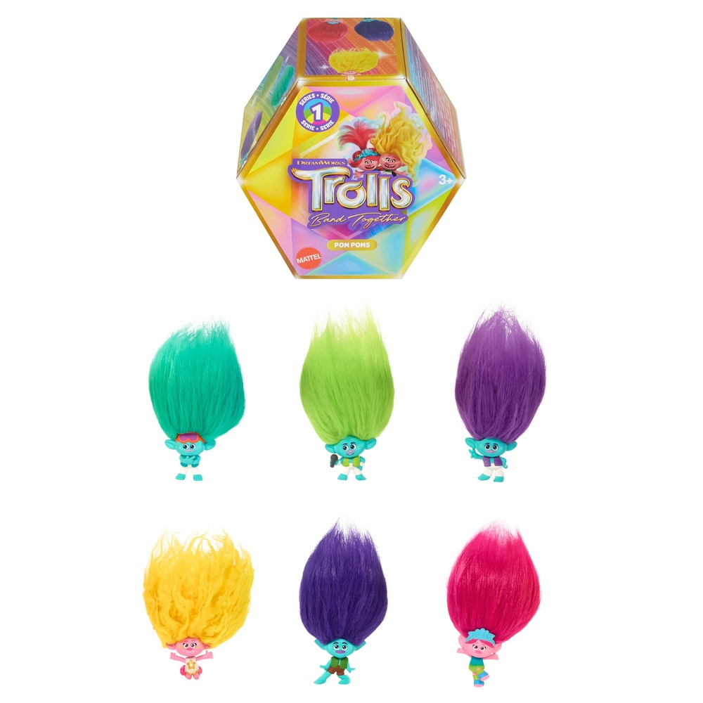 Trolls 3: Zusammenhalten – Regenbogen-Pompons-Schlüsselanhänger-Sortiment