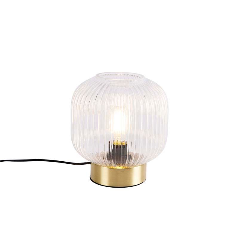 Art Deco tafellamp messing met glas - Karel
