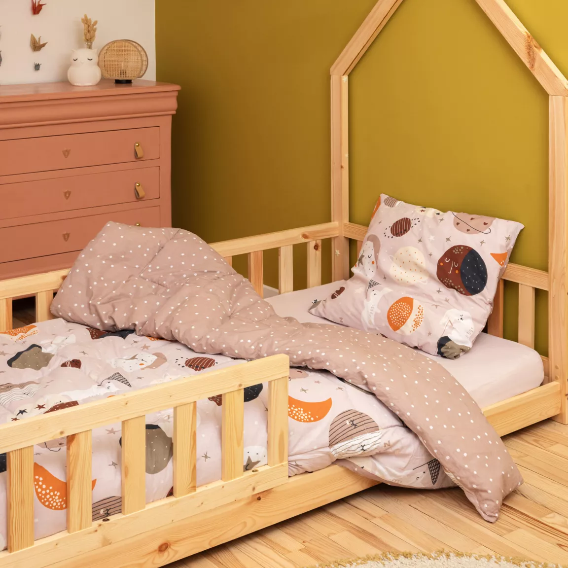 Couette imprimée enfant coton et une taie d'oreiller (140 x 200 cm) Sky Dream Rose