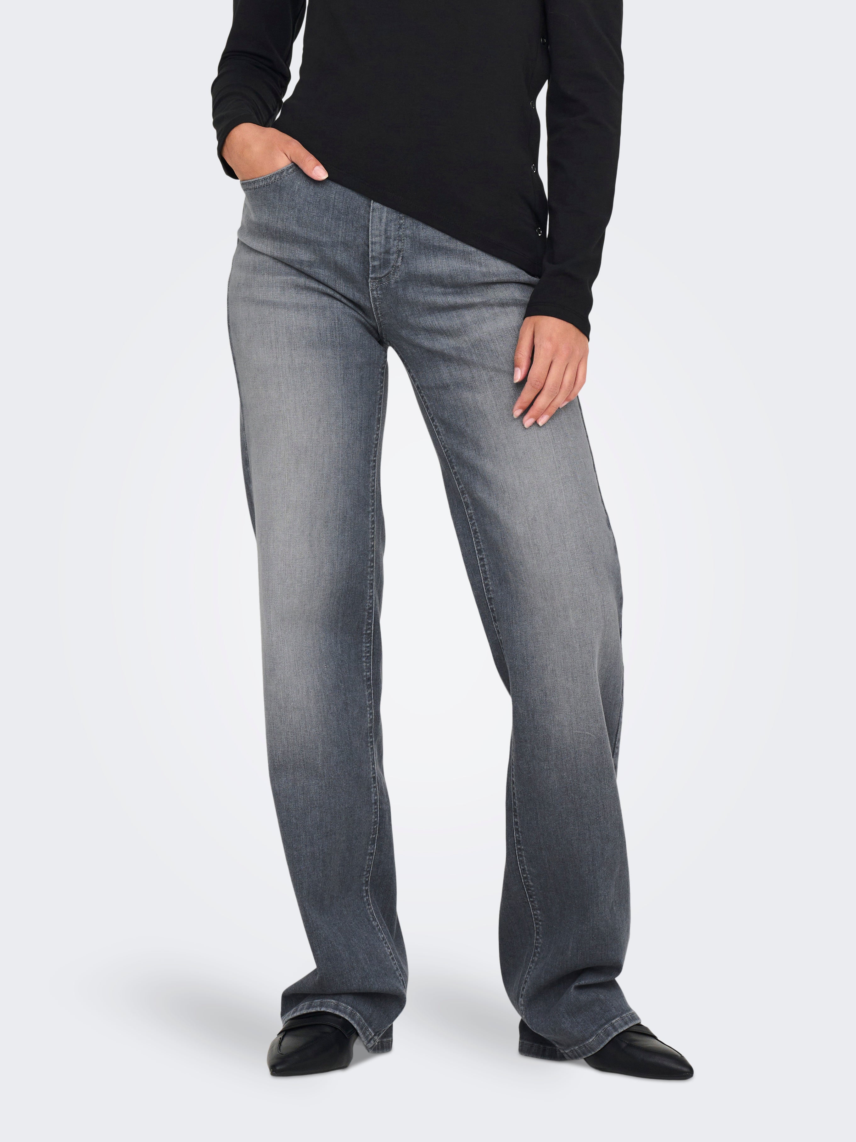 ONLBLUSH Mittlere Taille Gerade geschnitten Jeans Medium Grey Denim