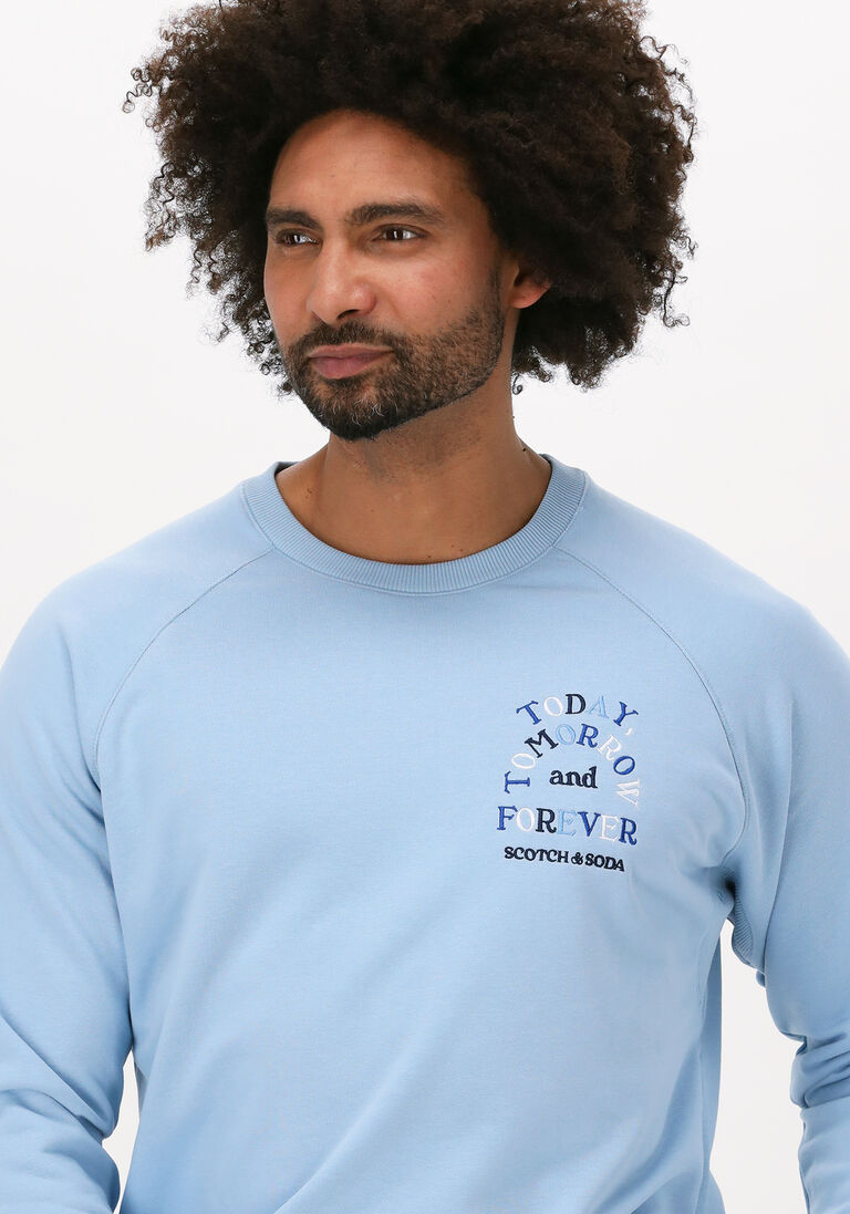SCOTCH & SODA lichtblauwe scotch & soda sweater embroidered raglan crew-neck s