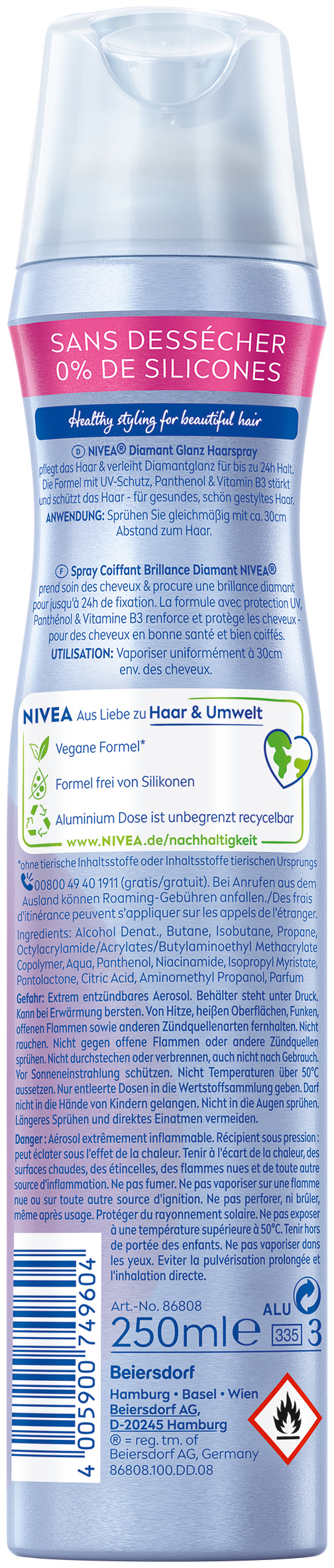 Nivea Haarspray<br>250 ml, Aerosol Spray, Aerosol, Diamant Glanz
