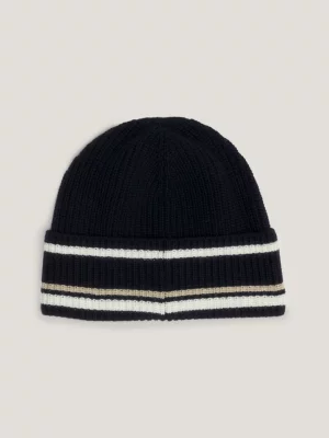 Gorro com punho listrado e monograma TH