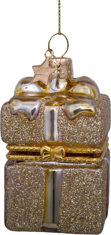 Vondels Ornament glass gold present w/ opening H5. 5cm Gold