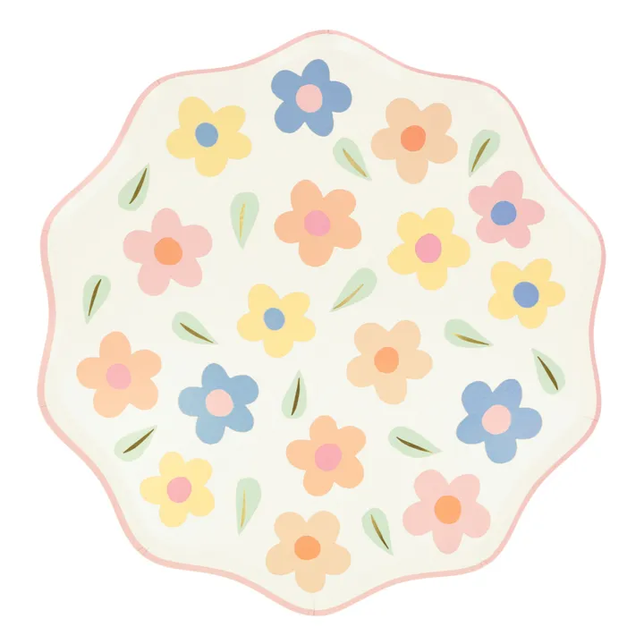 Meri Meri Assiettes à dîner Happy Flowers - Set de 8 | Pastel