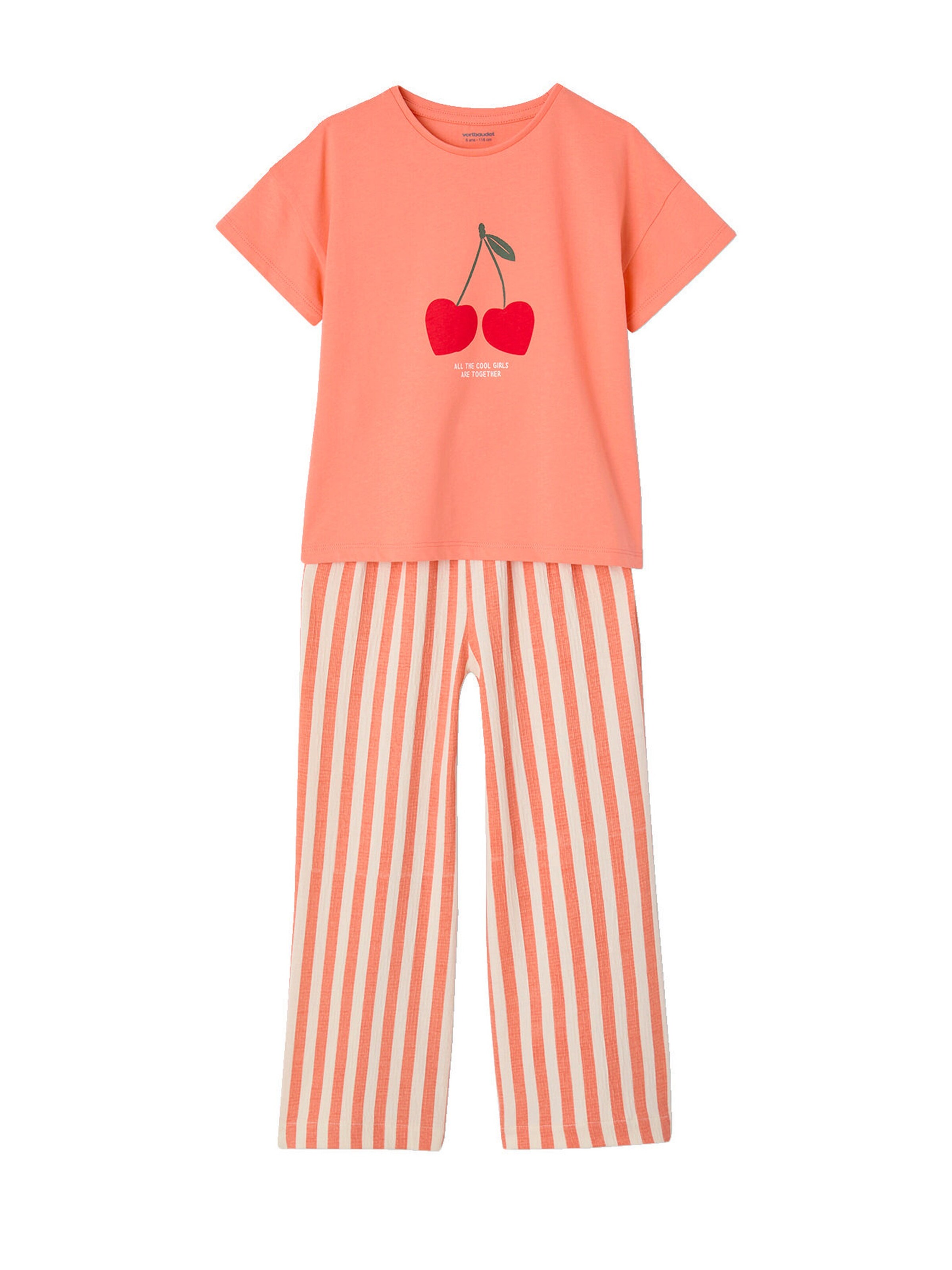 Vertbaudet Mädchen-Set: T-Shirt & weite Hose koralle