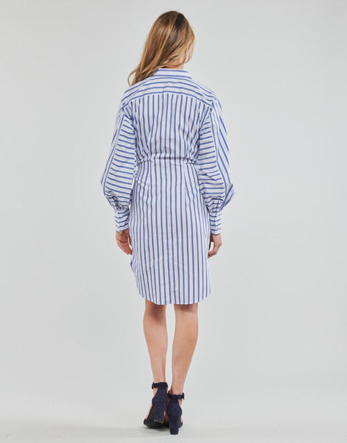 Lauren Ralph Lauren - ESSIEN-LONG SLEEVE-DAY DRESS Marino / Blanco