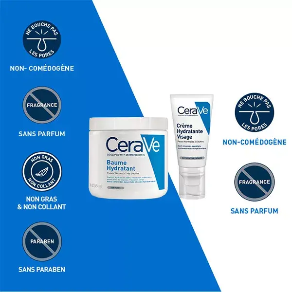 Rotina CeraVe para Rosto e Corpo para Pele Seca: Bálsamo Hidratante 454ml e Hidratante Facial 52ml
