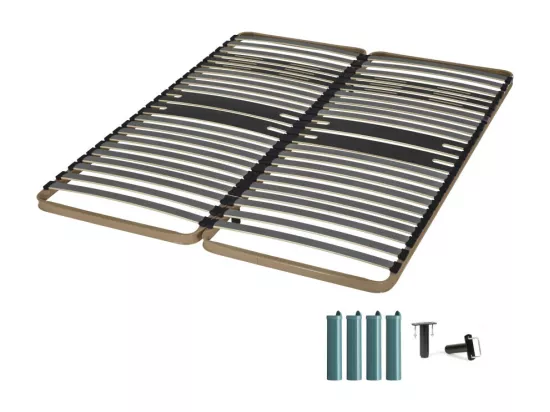 Sommier à lattes + pieds 2x80x200 C322 - 46 lattes bois - Fabrication française