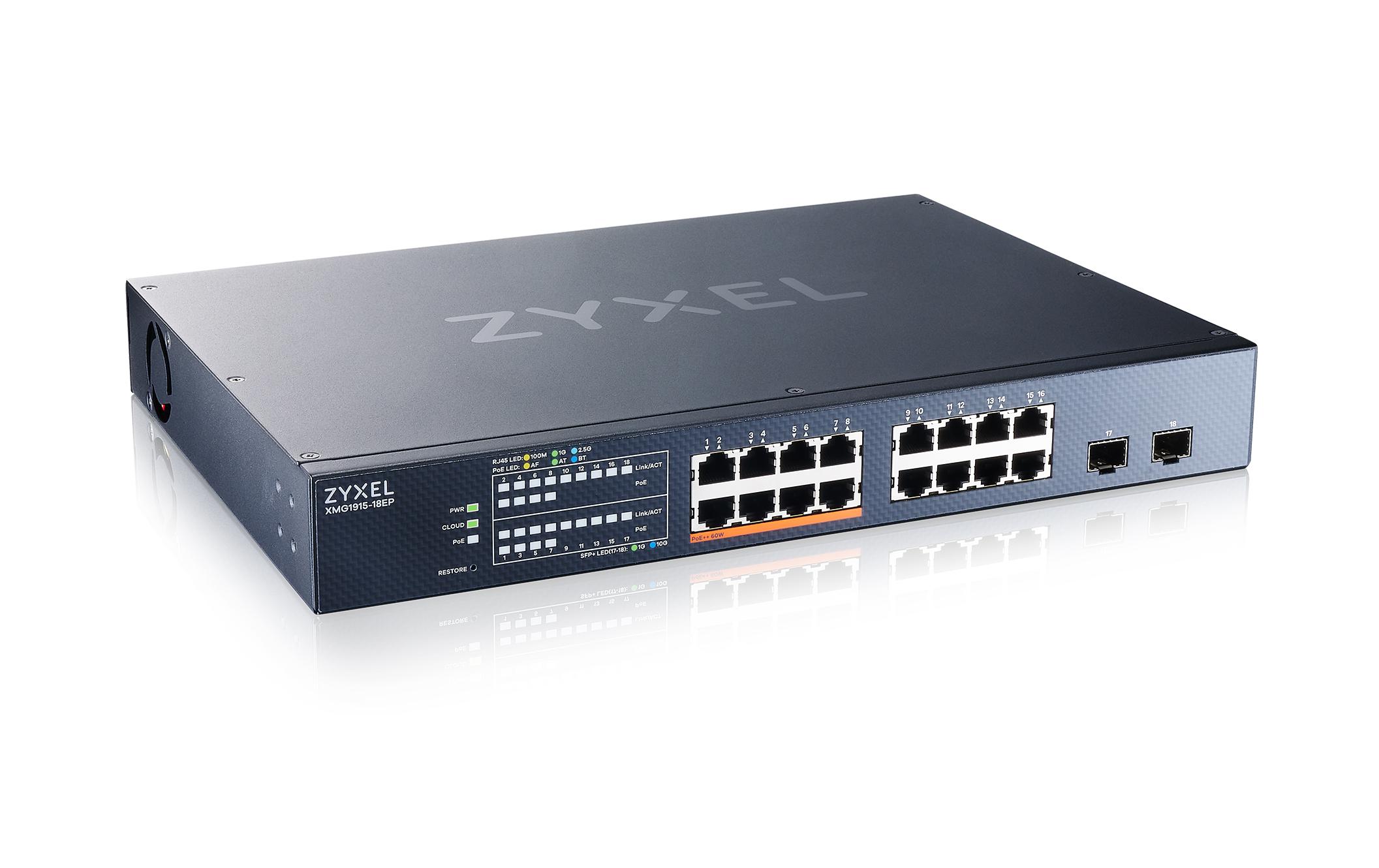 PoE++ Switch XMG1915-18EP 18 Port<br>16-Port 2.5GbE Smart Managed PoE Switch mit 2 SFP+ Uplink