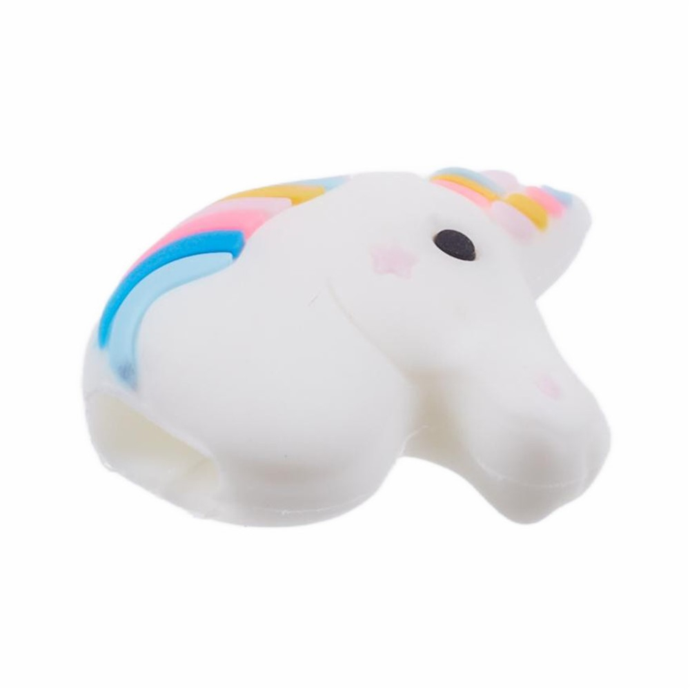 USB C / Lightning Kabel Bruchschutz / Halter / Kabelbeisser Einhorn - Weiss