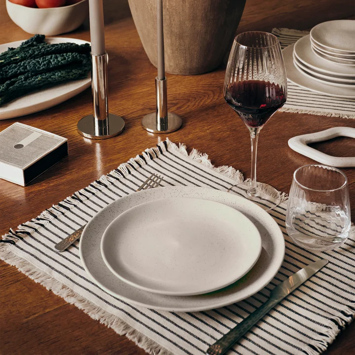 Broste Copenhagen - Elouise Tischläufer, off-white / schwarz
