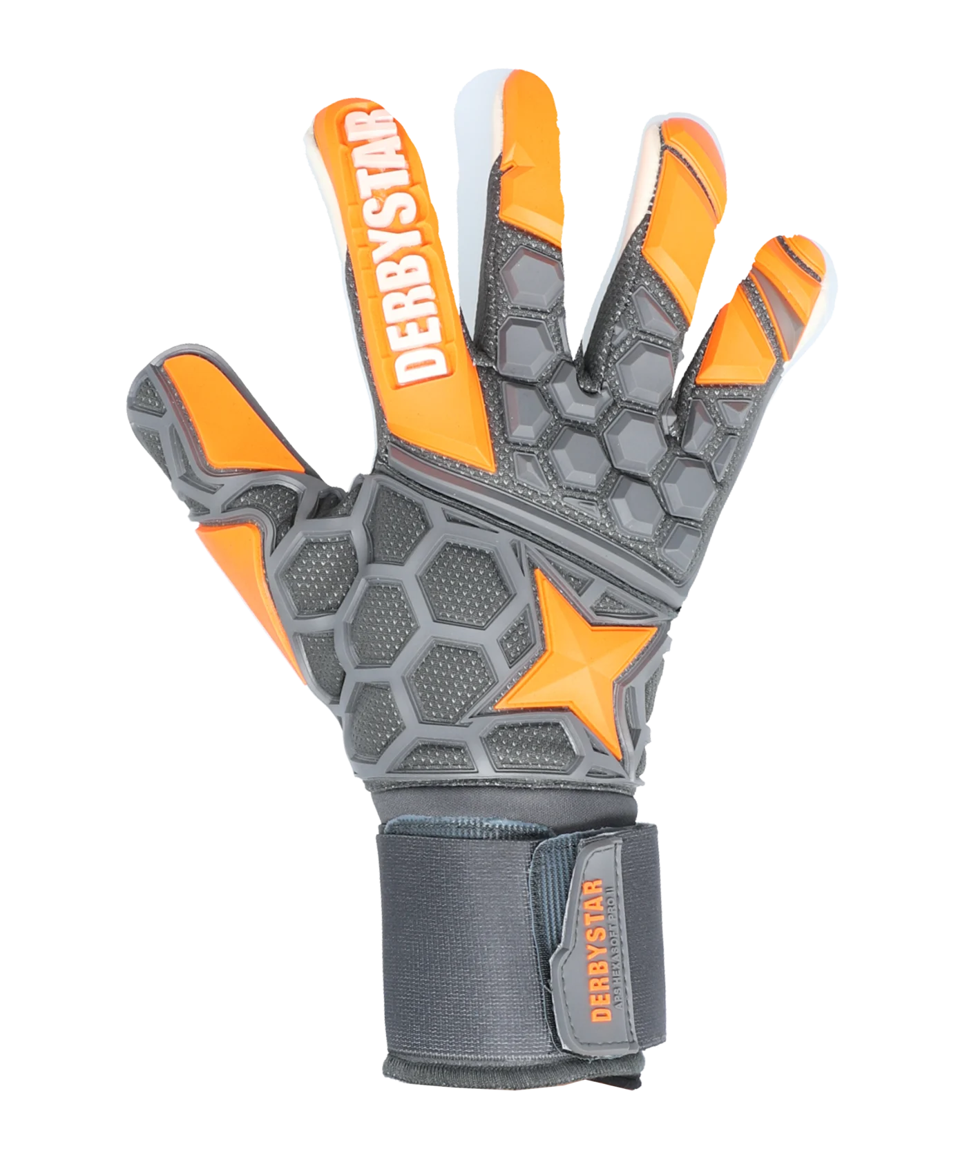 Derbystar APS Hexasoft Pro II Torwarthandschuh Orange Grau