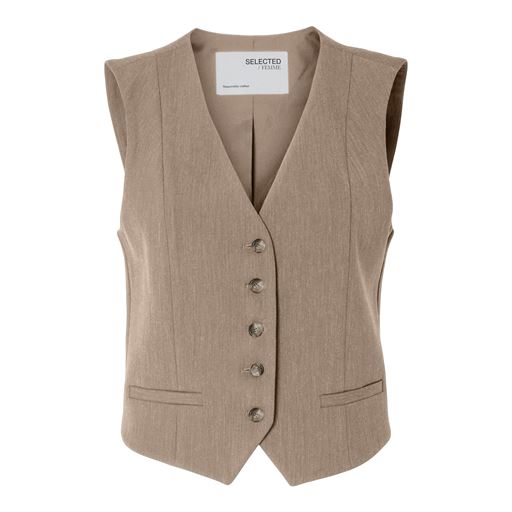 Selected Femme Rita Vest, Camel Melange, 42