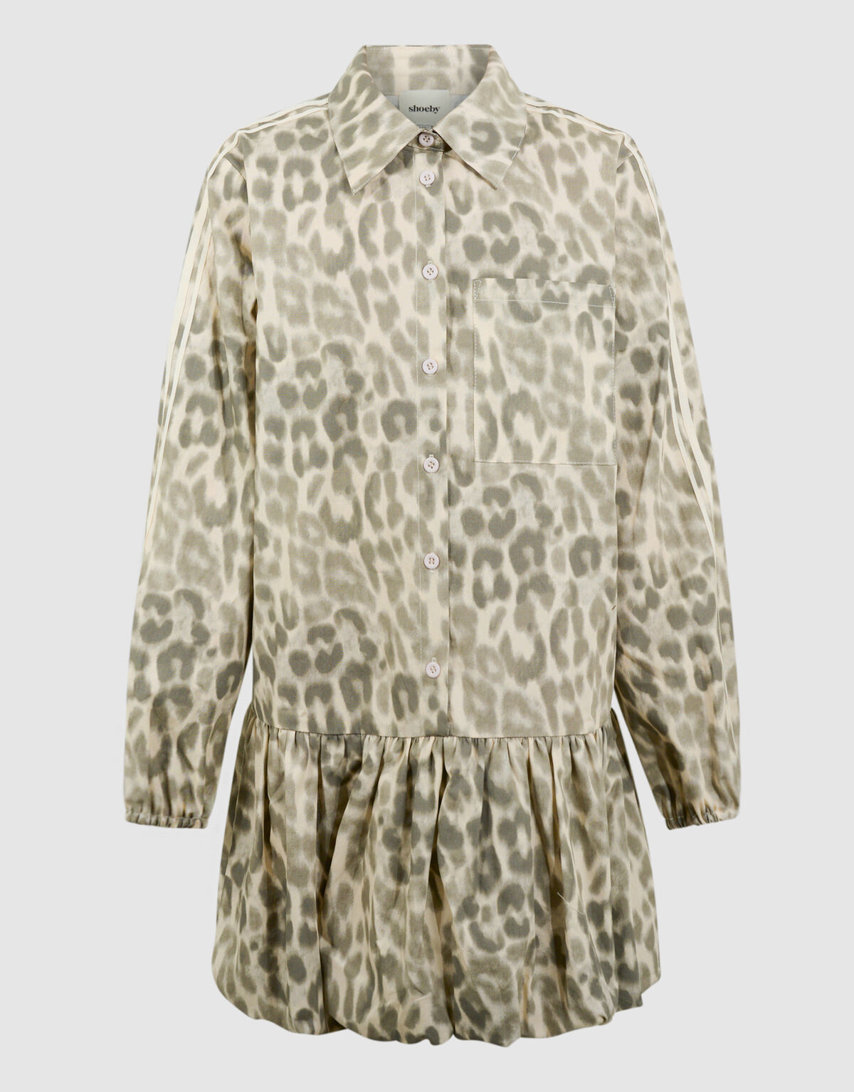 Leopard Balloon Fit Mini Jurk Lichtbruin