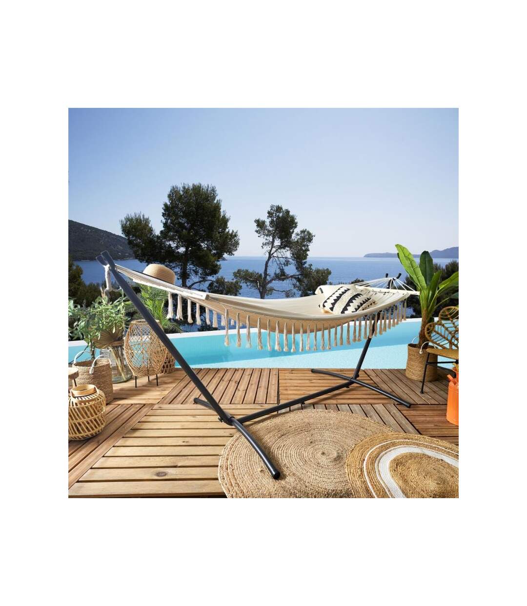 Paris Prix - Hamac Avec Franges sumatra 90x285cm Beige