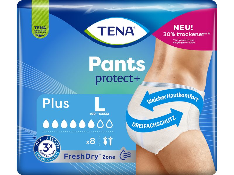 Tena Inkontinenz Pants Protect  Plus Large 8 Stück Einweghosen für maximale Sicherheit und Komfort