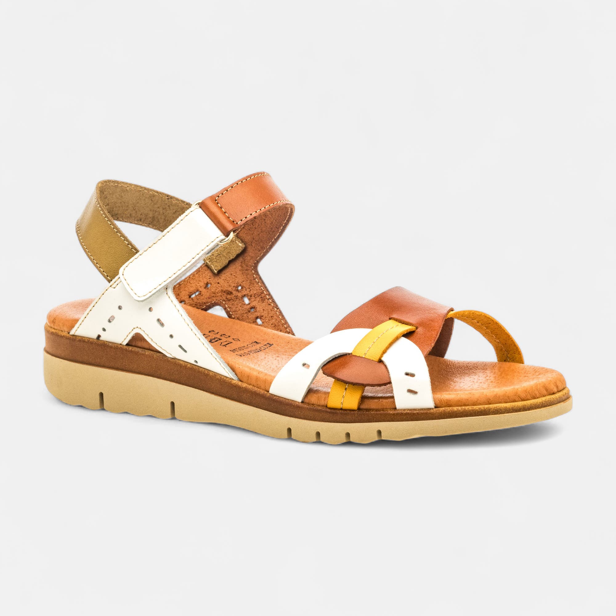 Sandales Femme en cuir cognac