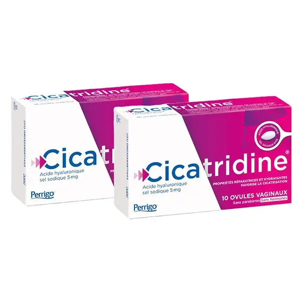 Lot de 2 - Cicatridine - 10 Ovules Vaginaux - Sécheresse vaginale et favorisant la cicatrisation