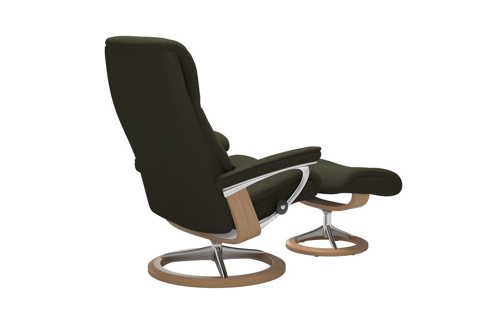 View lenestol med krakk Tekstil Calido Green – Signature understell – Alu – Eik - Medium