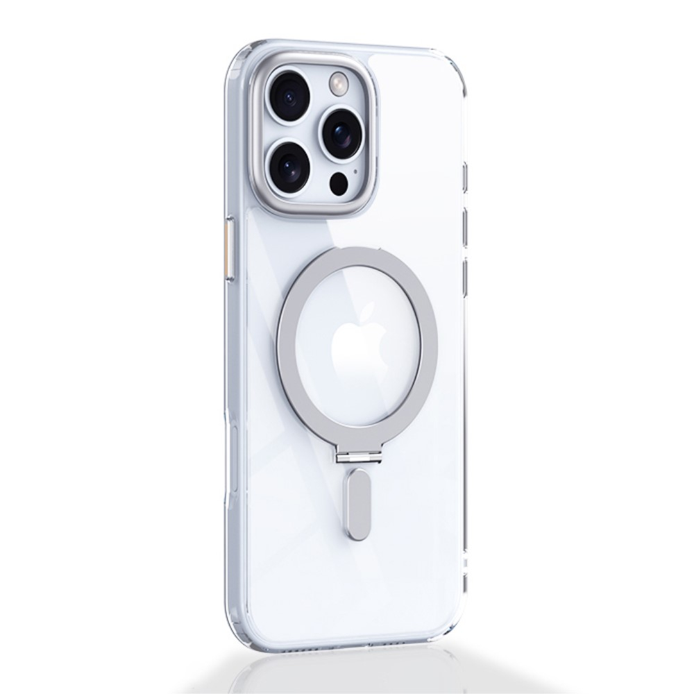 iPhone 16 Pro Max MagSafe Hybrid Hardcase Hülle mit Acryl Rückseite und TPU Bumper   Kickstand Aufsteller - Transparent