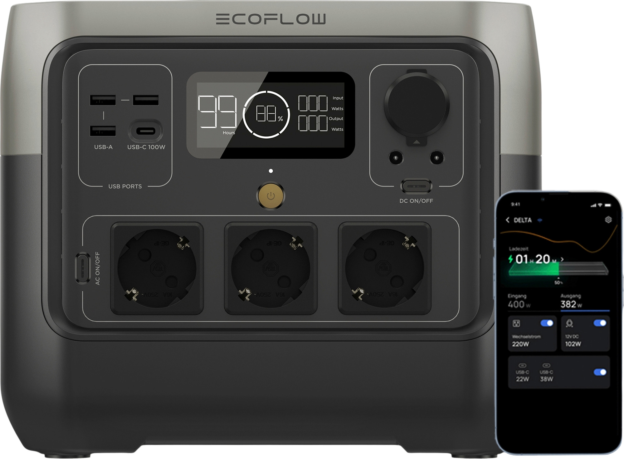 EcoFlow River 2 Pro Tragbare Powerstation 768 Wh 800 W