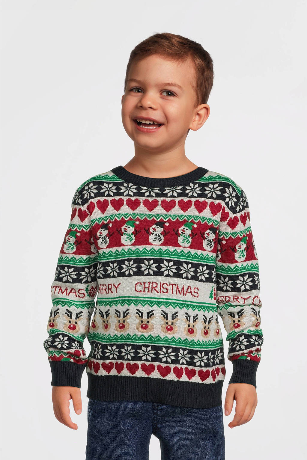 NAME IT kersttrui donkerblauw fijn gebreid