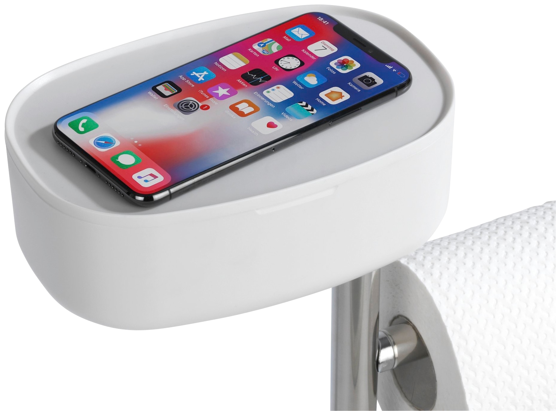 WENKO WC-Garnitur »Rivazza« 1 Stk. aus Edelstahl | Kunststoff integrierter Toilettenpapierhalter und Box