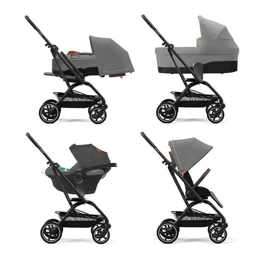 Poussette Eezy S Twist+ 2 - Châssis Black - Lava Grey - Ecru