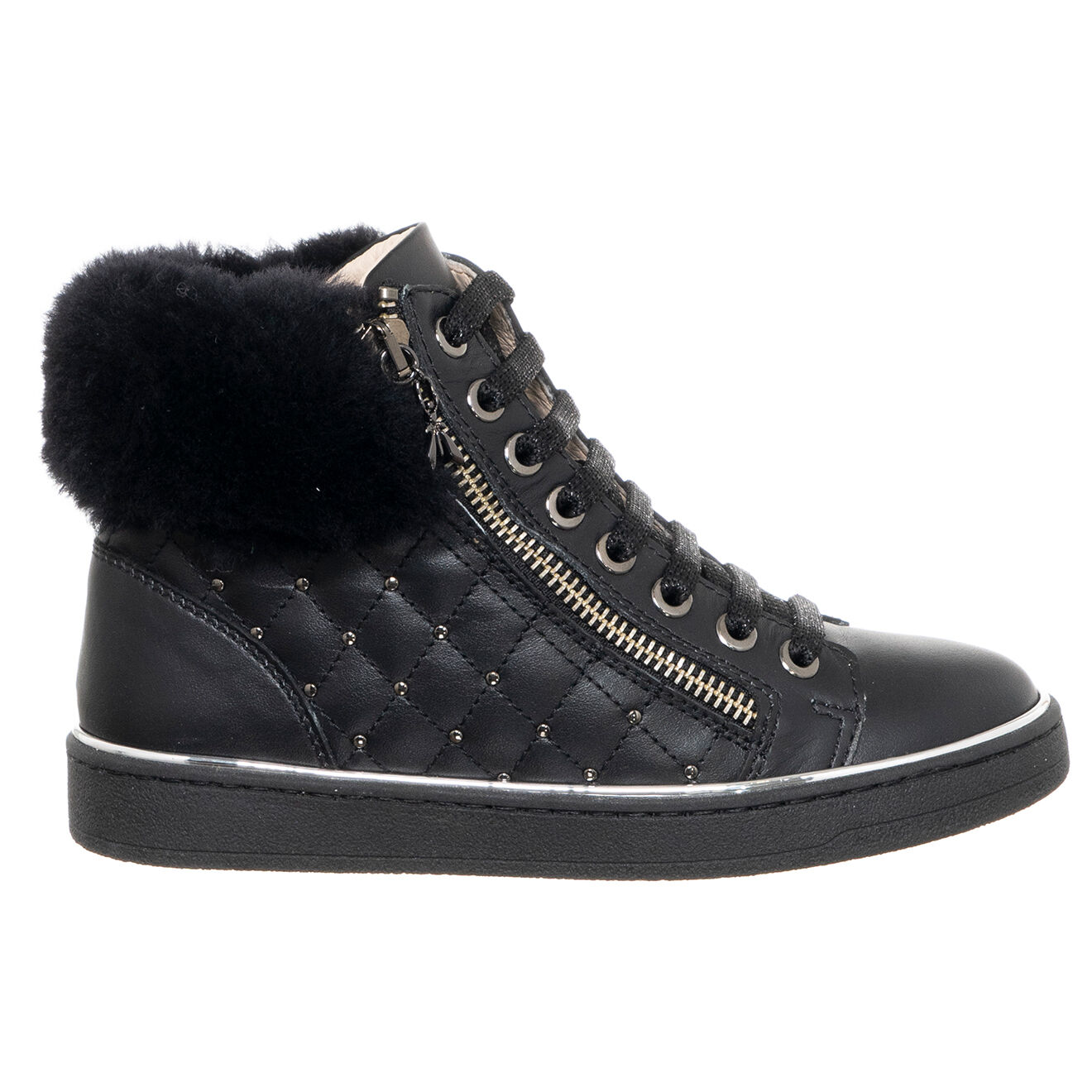 Patrizia Pepe Sneakers en Cuir Teddy noires