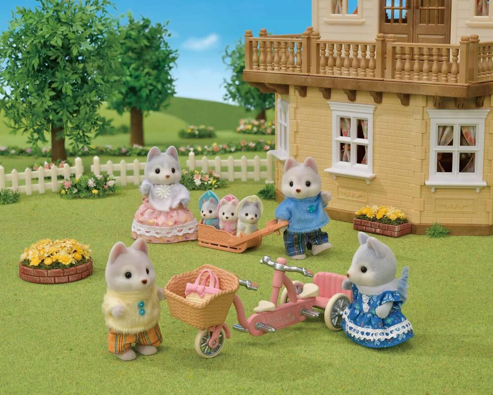 LES FRERES ET SŒURS HUSKY ET LEUR TANDEM - SYLVANIAN FAMILLES